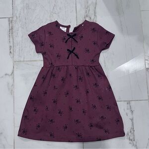 Zara Plum Dress with Black Floral Print and Bows